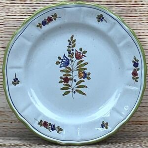 P.V. Italy Floral Decorative Plate Green Trim Italian Wall‎ Decor